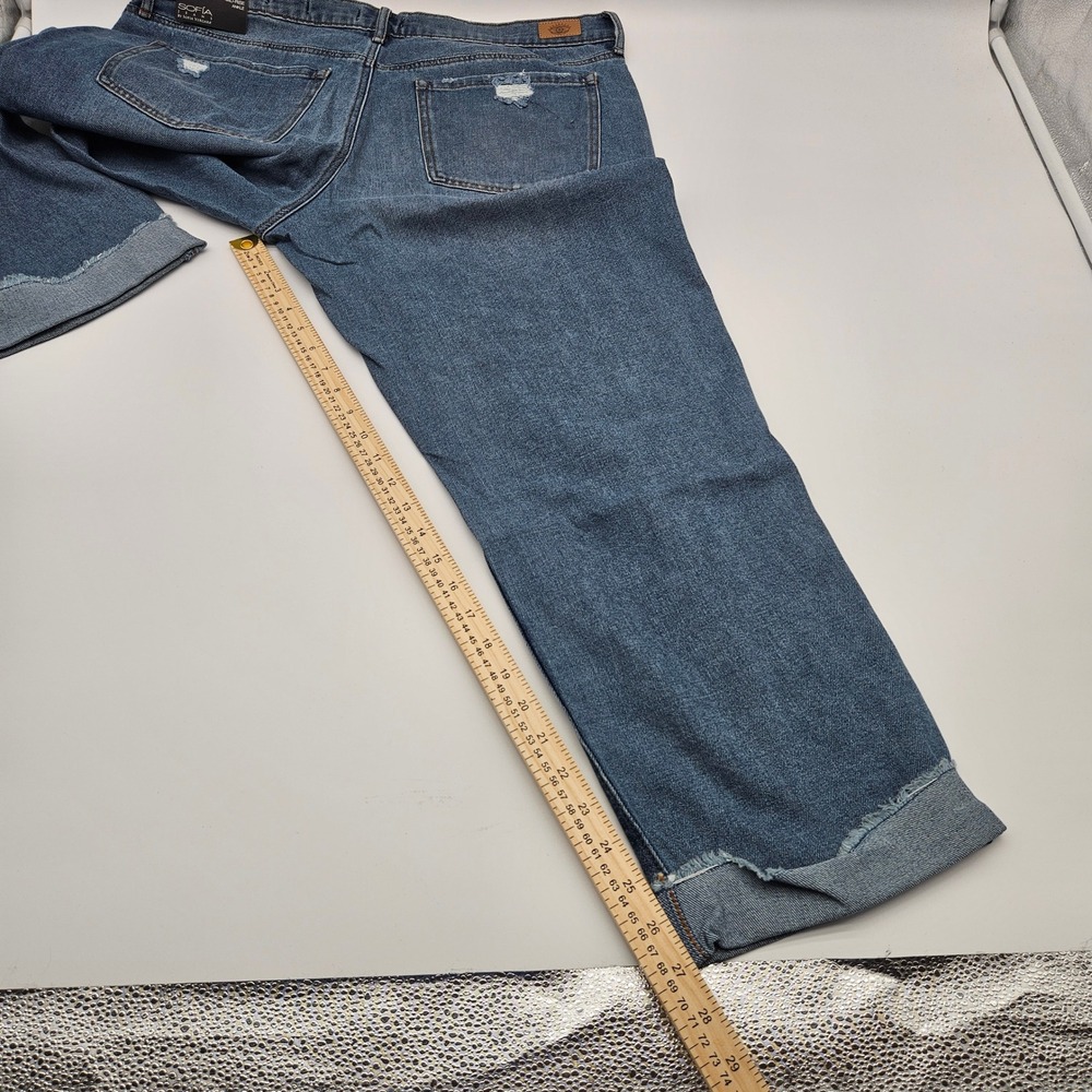 Sofia‎ Jeans Beatrix Relaxed Boyfriend Mid Rise Distressed Ankle Denim Blue 18 - Picture 8 of 10